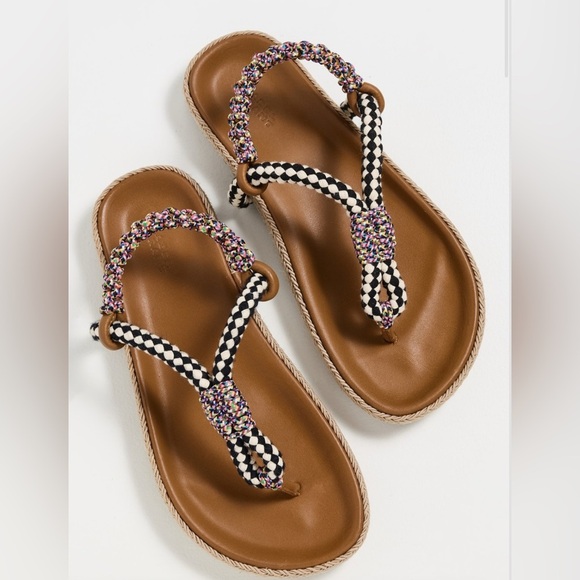 ISABEL MARANT Gypso Leather Braided Rope Sandals Multicolor Size 38 - Picture 1 of 10